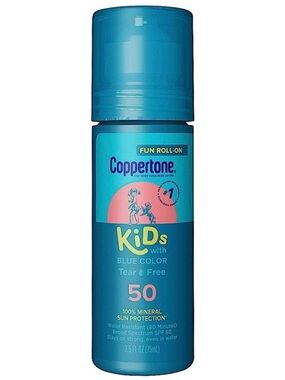 3/$12 Coppertone Kids Roll On Water Resistant Sunscreen with Blue Color 2.5oz